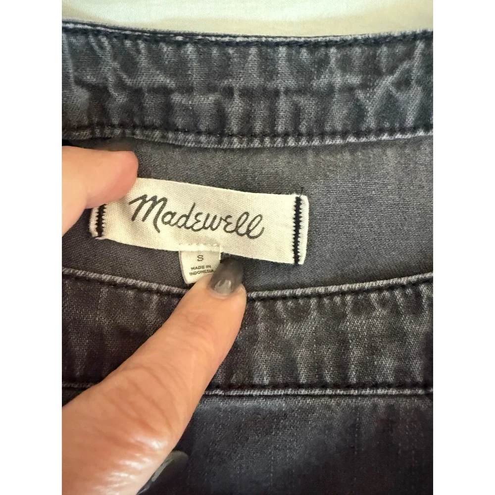 Madewell Y2K Denim Babydoll Top‎ Size S Puff Sleeve Twee Dark Coquette Preppy
